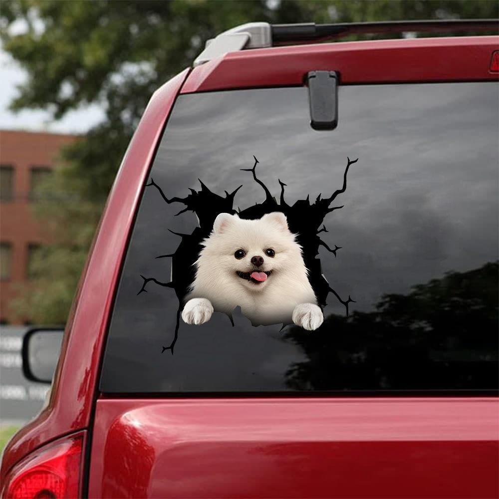 Pomeranian Crack Car Sticker, Toilet Sticker, Fridge Sticker 20