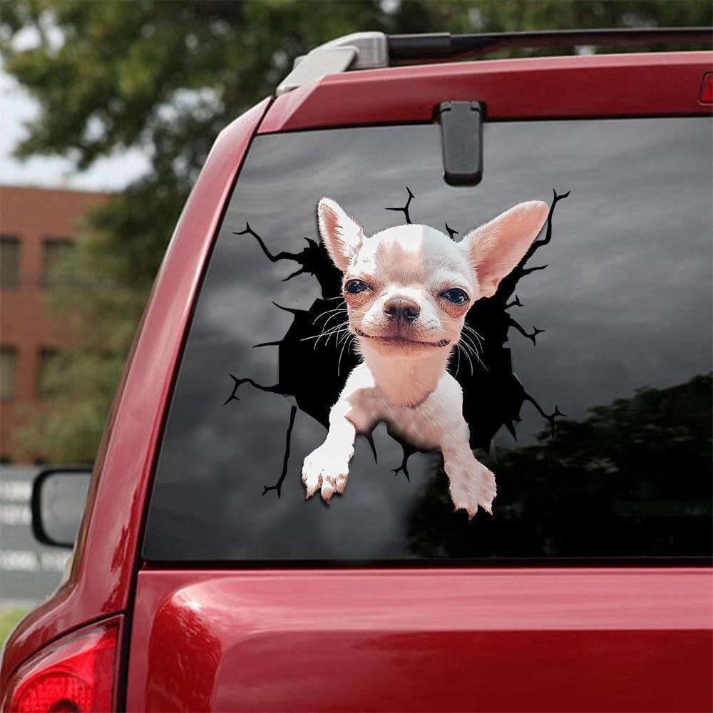 Chihuahua Crack Car Sticker, Toilet Sticker, Fridge Sticker (27)