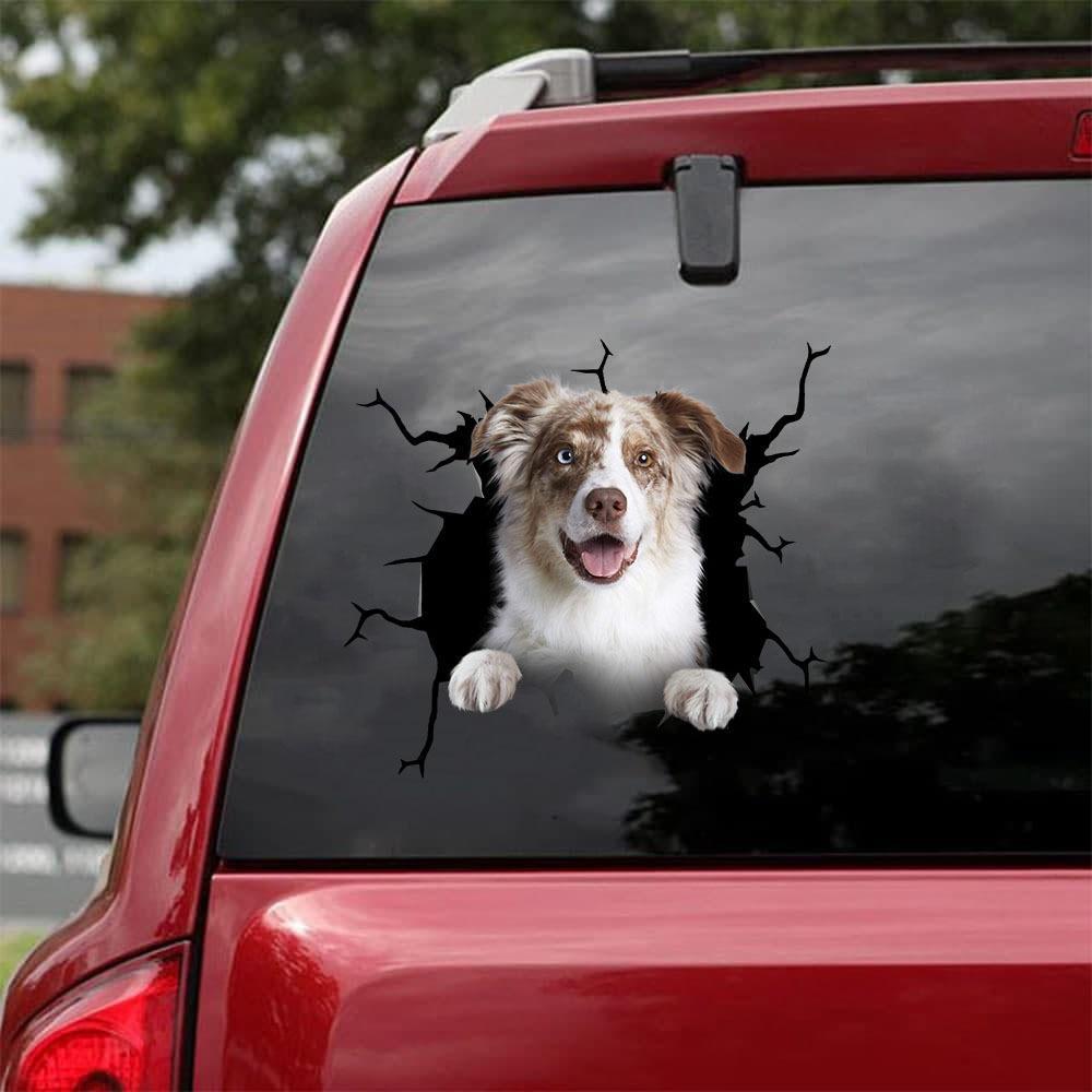 Border Collie Crack Car Sticker, Toilet Sticker, Fridge Sticker 5