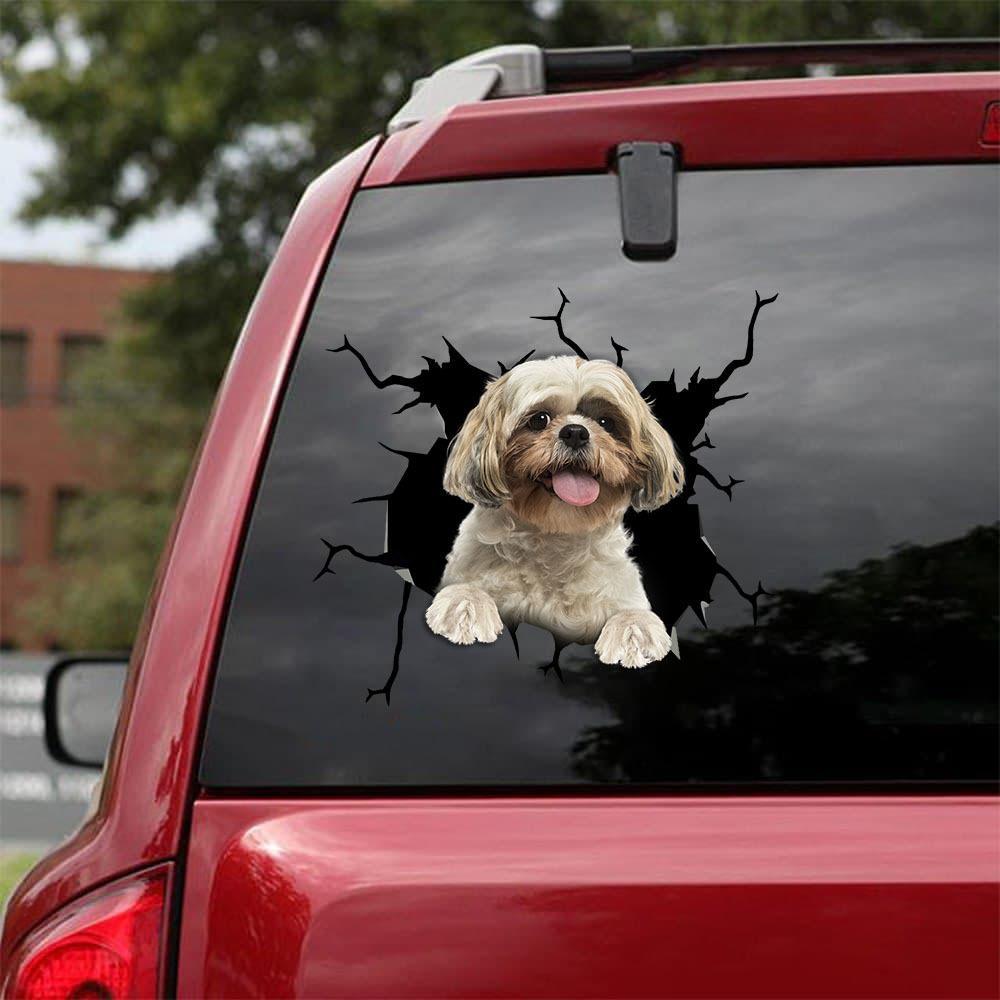 Shih Tzu Crack Car Sticker, Toilet Sticker, Fridge Sticker 10