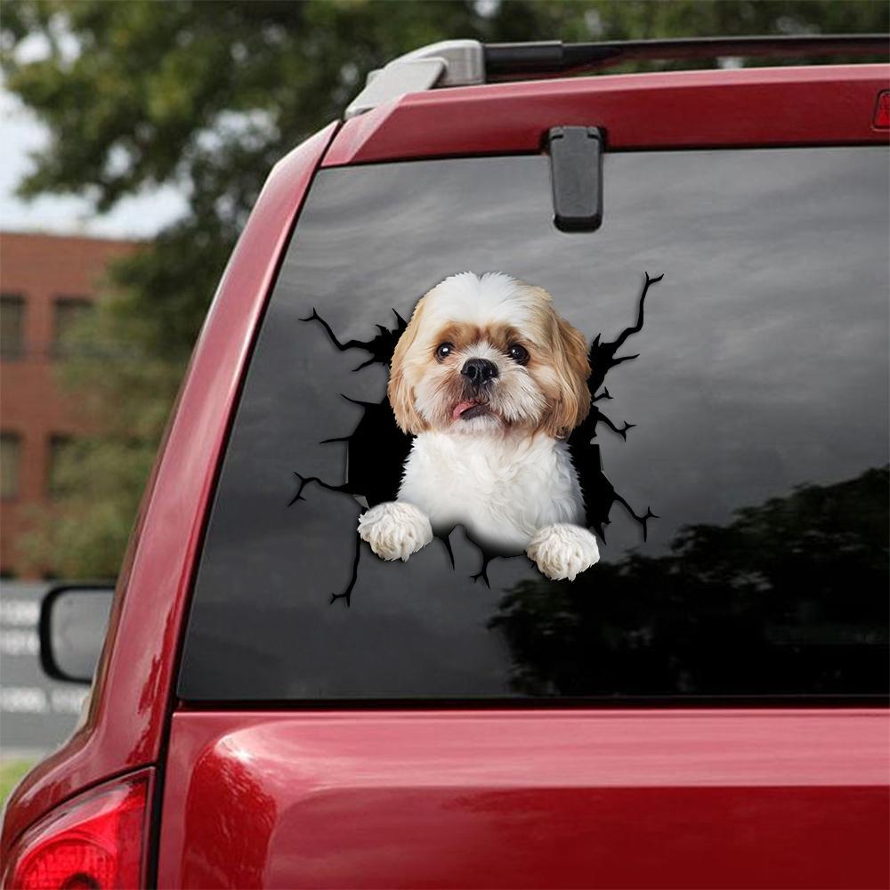 Shih Tzu Crack Car Sticker, Toilet Sticker, Fridge Sticker 34