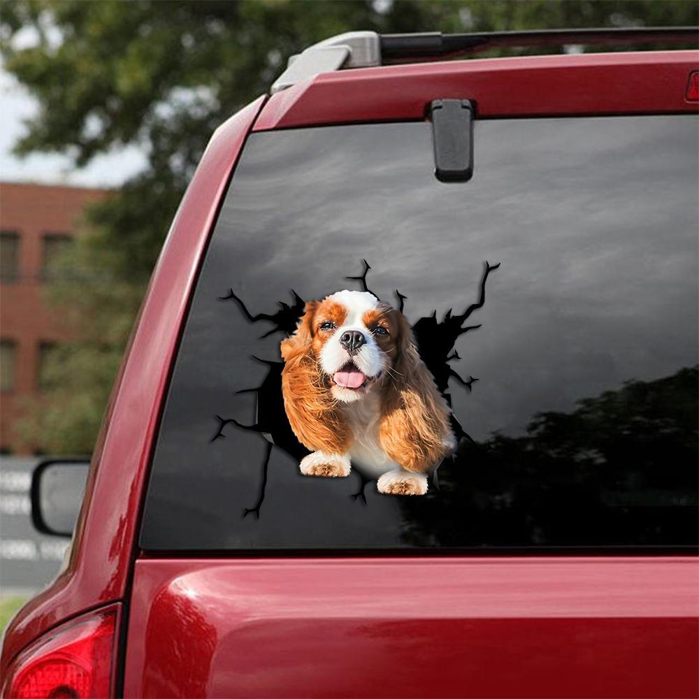 Cavalier King Charles Spaniel Crack Car Sticker, Toilet Sticker, Fridge Sticker 1