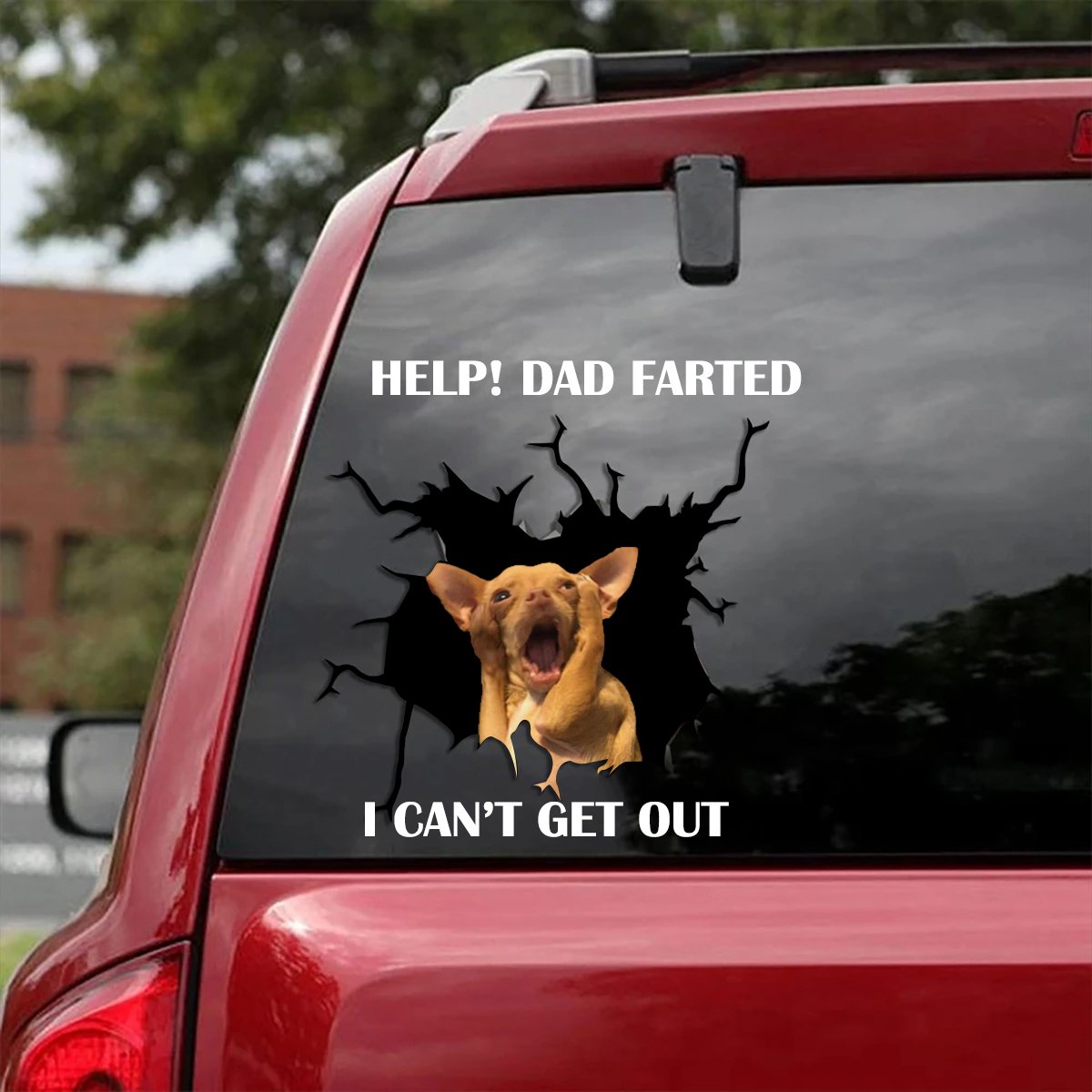 SCREAMING CHIHUAHUA DAD FARTED STICKER