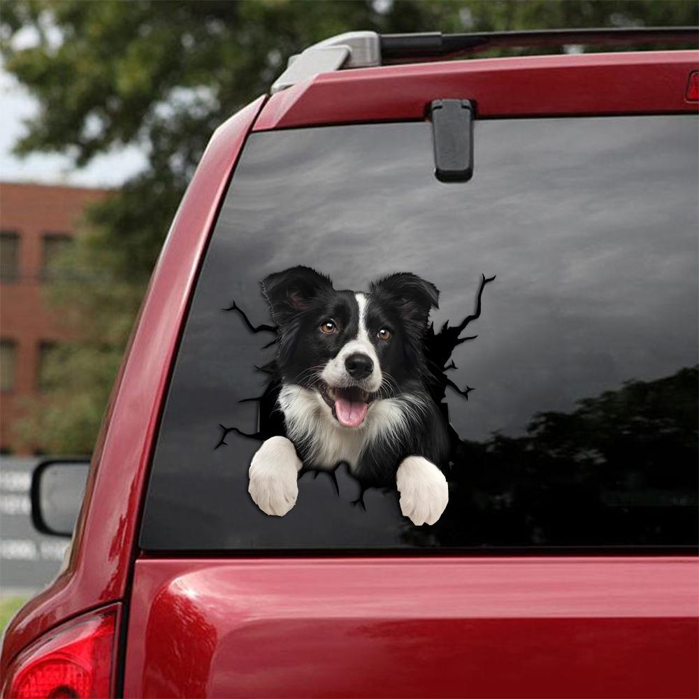 Border Collie Crack Car Sticker, Toilet Sticker, Fridge Sticker 15