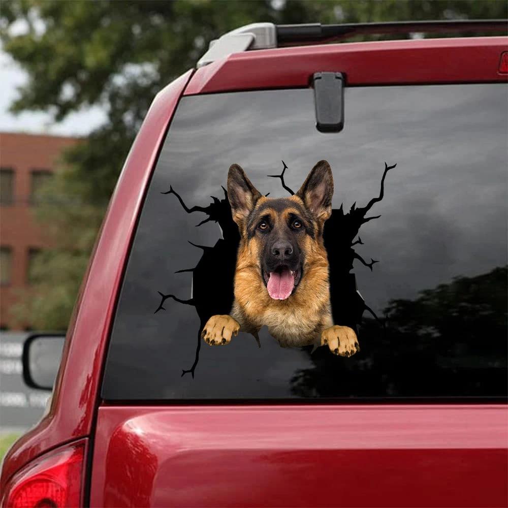 GERMAN SHEPHERD CRACK CAR STICKER 4