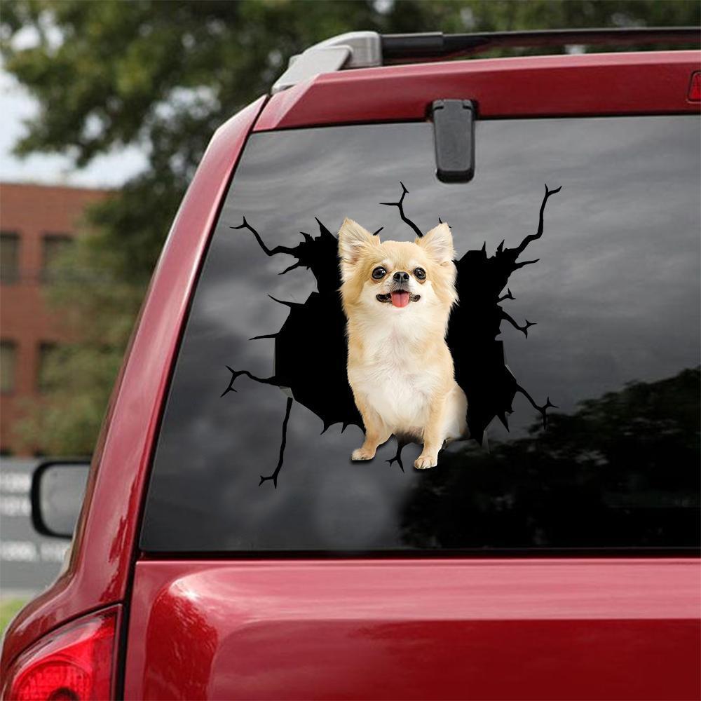 Chihuahua Crack Car Sticker, Toilet Sticker, Fridge Sticker (25)