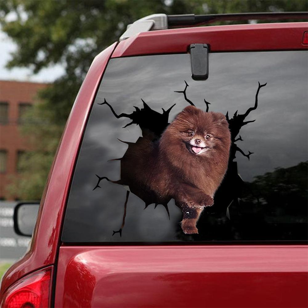 Pomeranian Crack Car Sticker, Toilet Sticker, Fridge Sticker 4