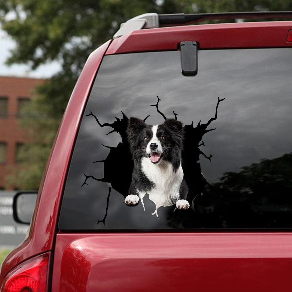 Border Collie Crack Car Sticker, Toilet Sticker, Fridge Sticker 35