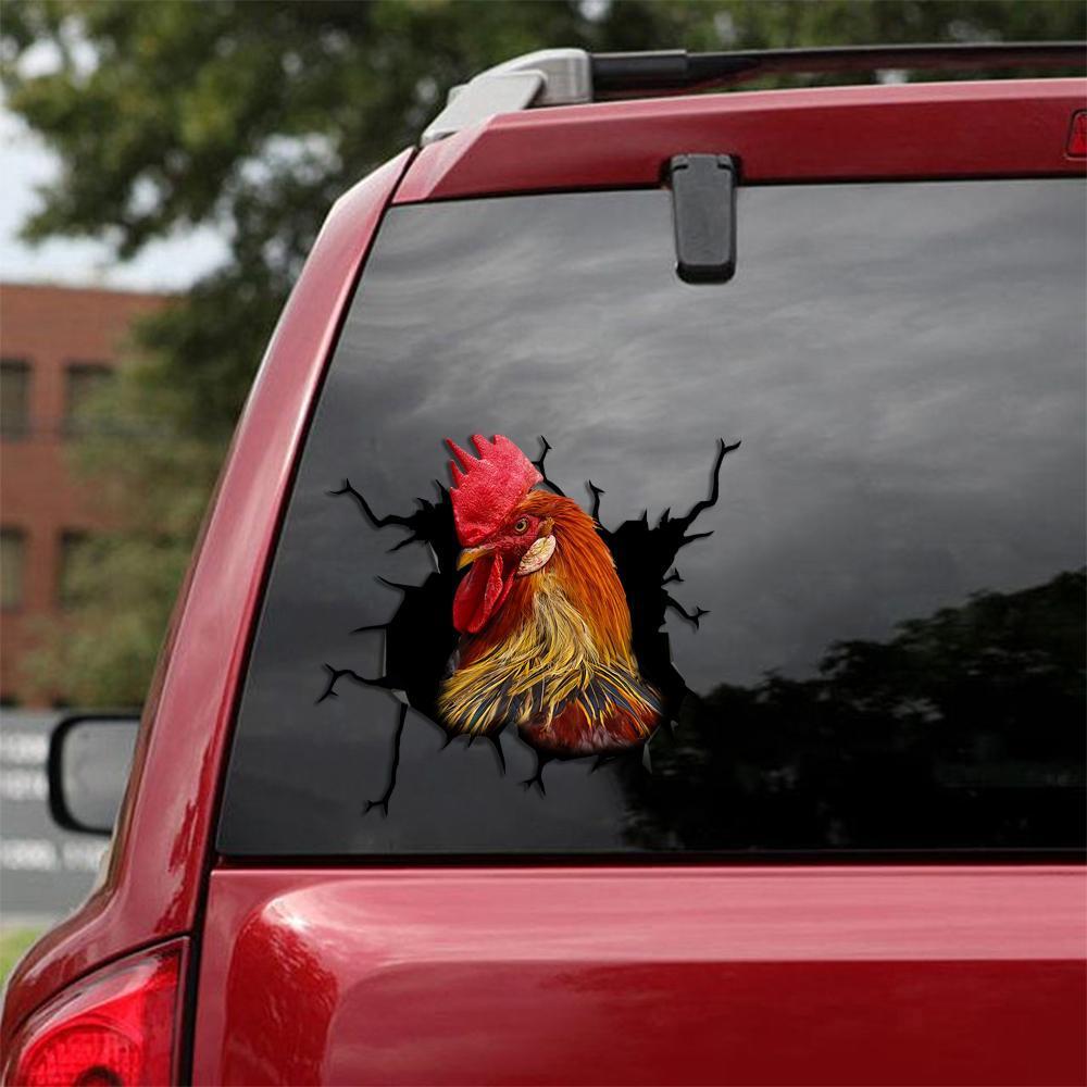 ROOSTER CHICKEN CRACK STICKER POULTRY LOVER