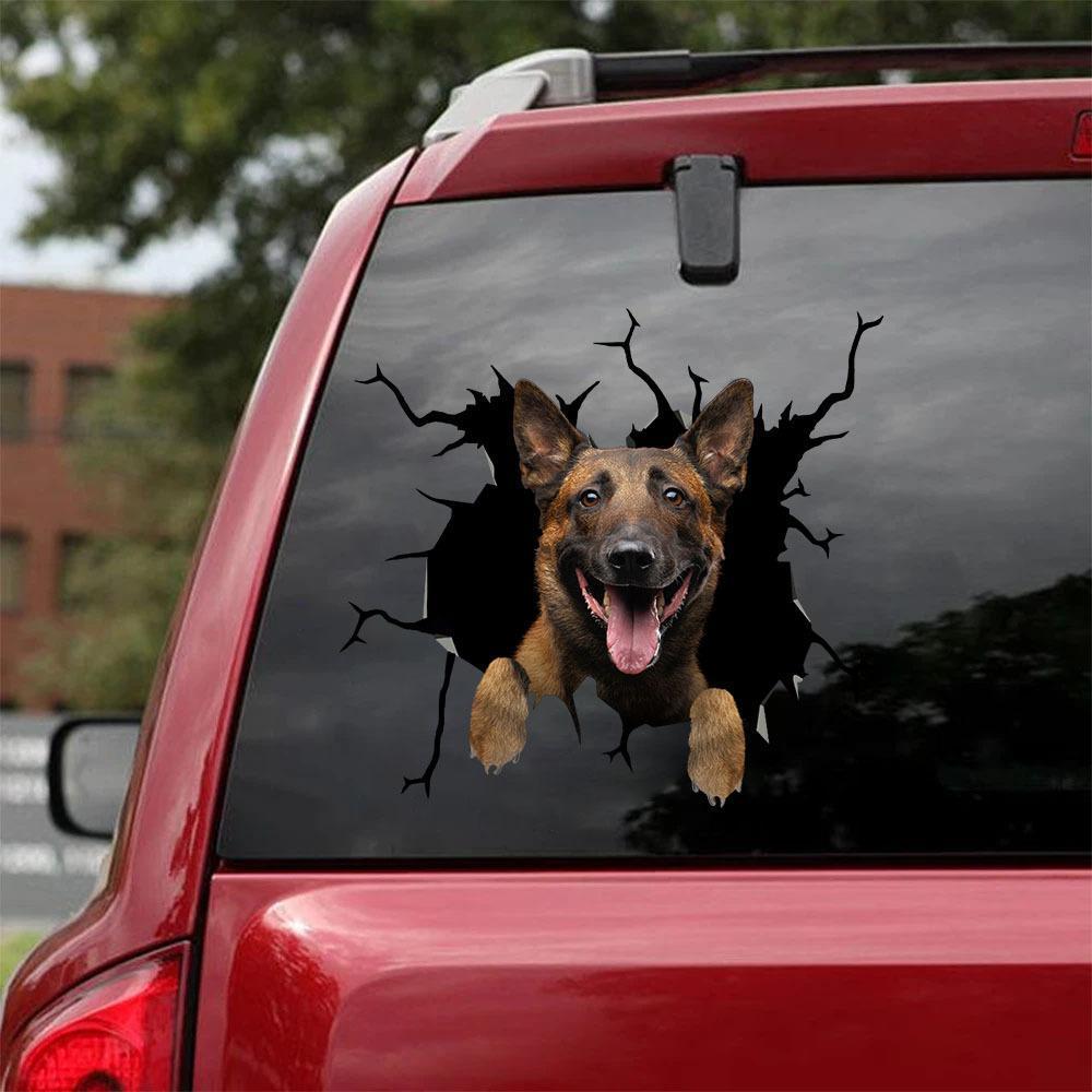 Belgian Malinois Crack Car Sticker, Toilet Sticker, Fridge Sticker 3