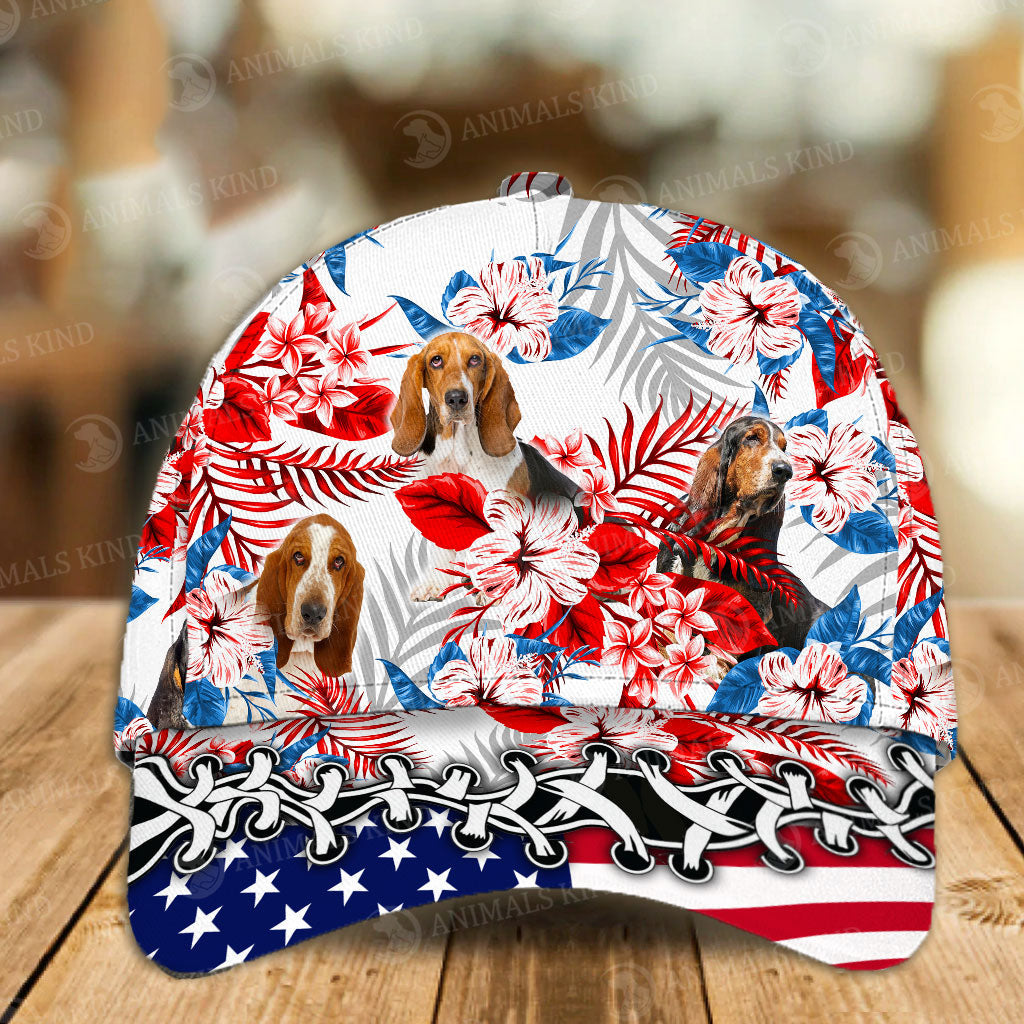 Basset Hound - American Flag Cap