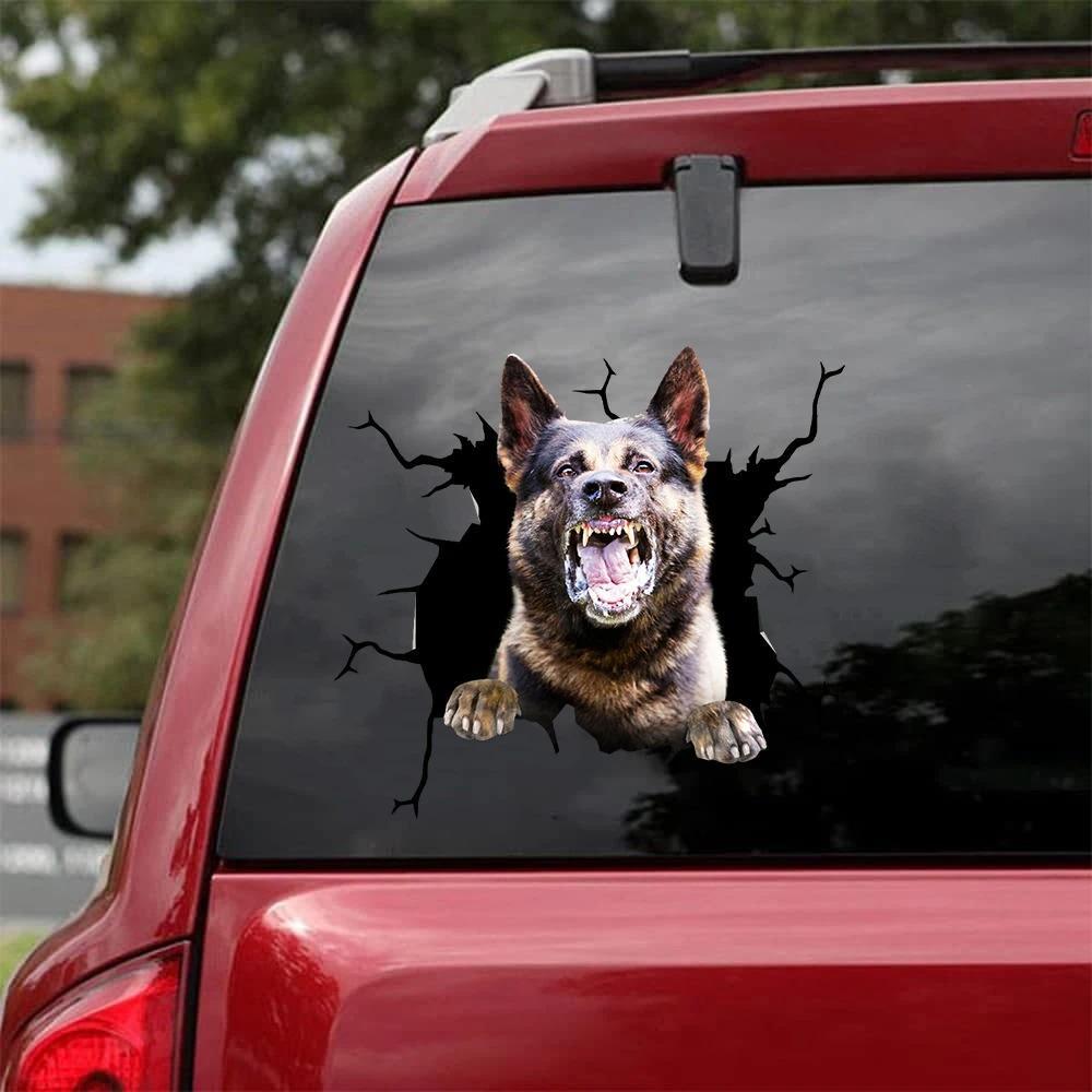 GERMAN SHEPHERD CRACK CAR STICKER 9