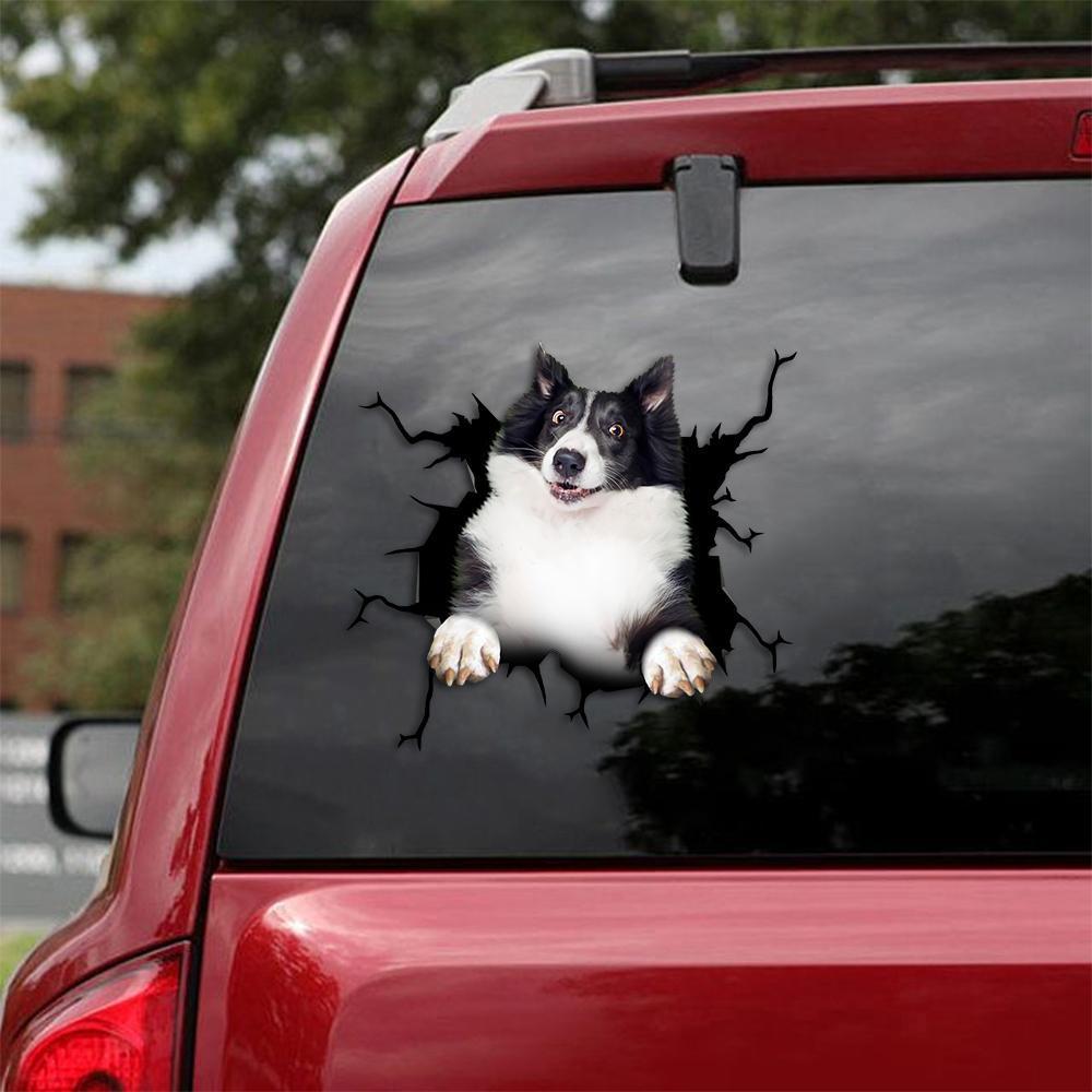 Border Collie Crack Car Sticker, Toilet Sticker, Fridge Sticker 39
