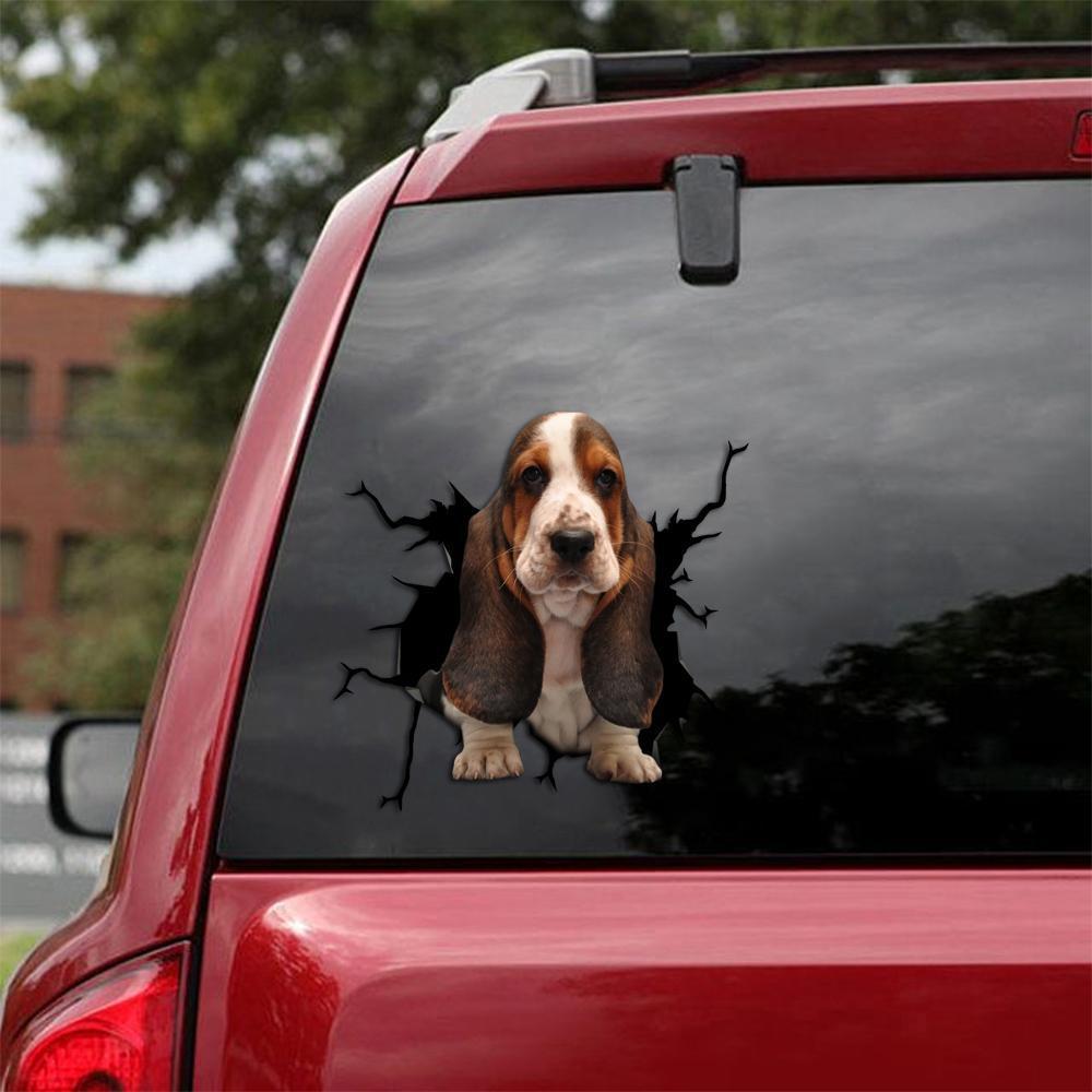 Basset Hound Crack Car Sticker, Toilet Sticker, Fridge Sticker 20