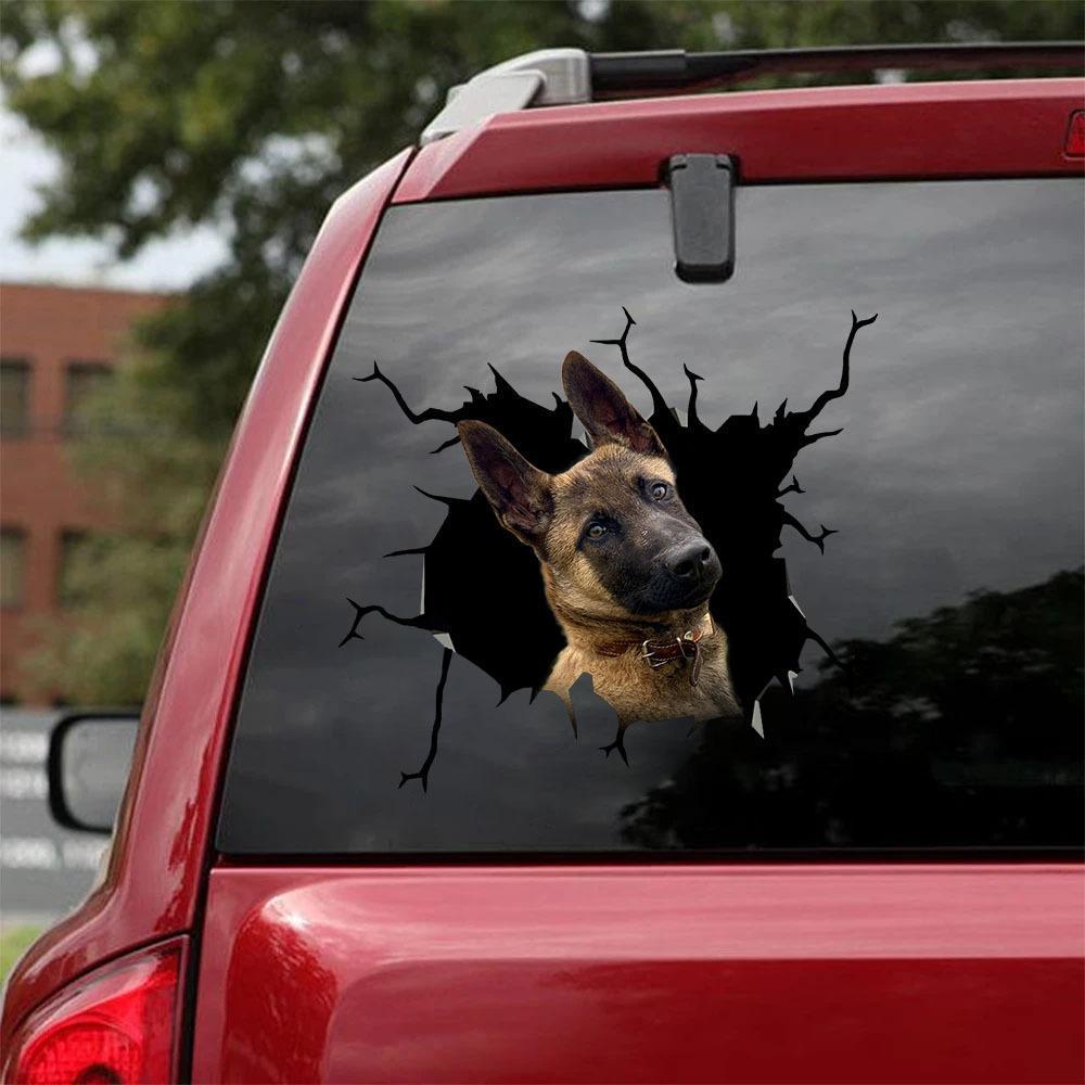 Belgian Malinois Crack Car Sticker, Toilet Sticker, Fridge Sticker 1