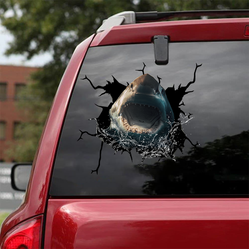 Shark Crack Car Sticker, Toilet Sticker, Fridge Sticker 1