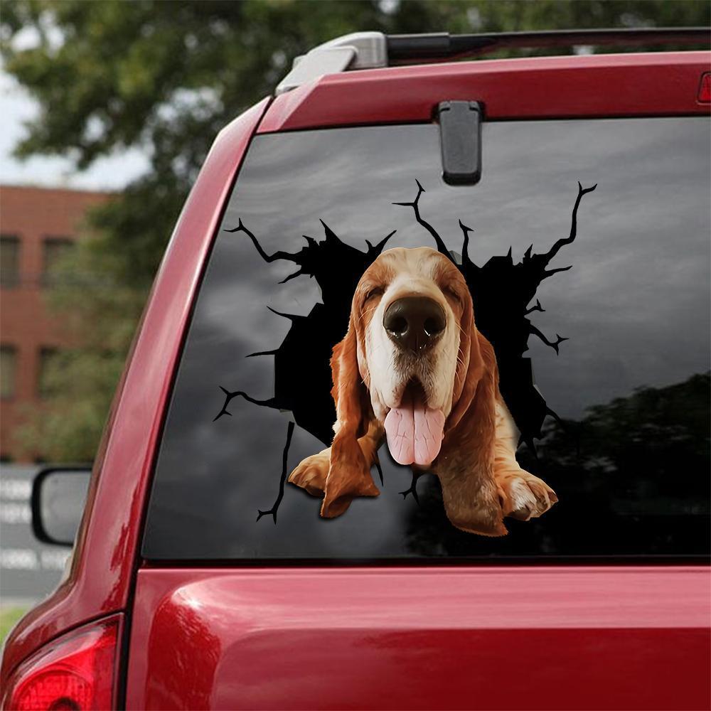 Basset Hound Crack Car Sticker, Toilet Sticker, Fridge Sticker 11
