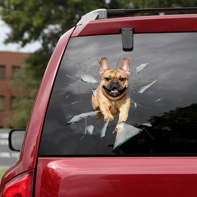 French Bulldog Crack Car Sticker, Toilet Sticker, Fridge Sticker