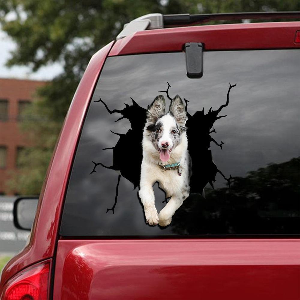 Border Collie Crack Car Sticker, Toilet Sticker, Fridge Sticker 17