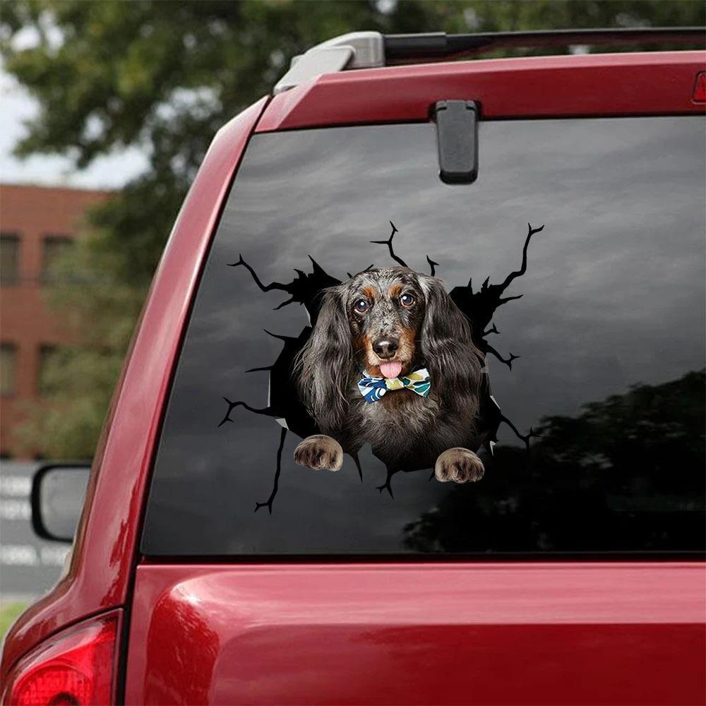 Dachshund Crack Car Sticker, Toilet Sticker, Fridge Sticker (10)