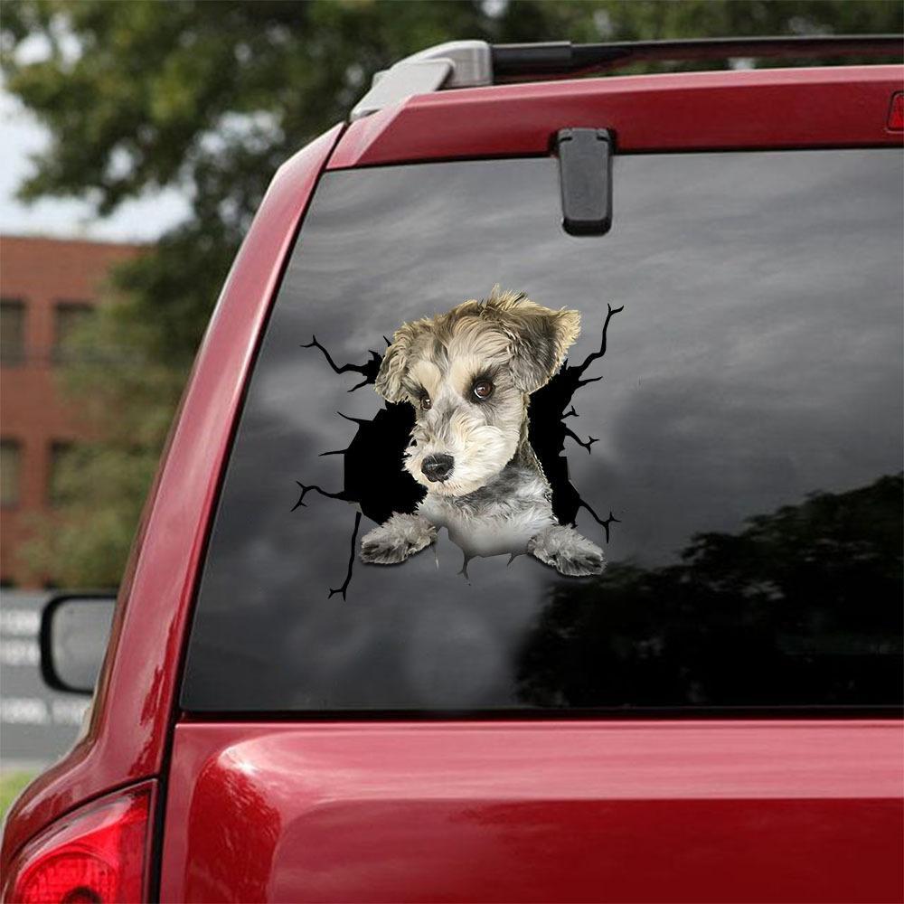 Miniature Schnauzer  Crack Car Sticker, Toilet Sticker, Fridge Sticker 3