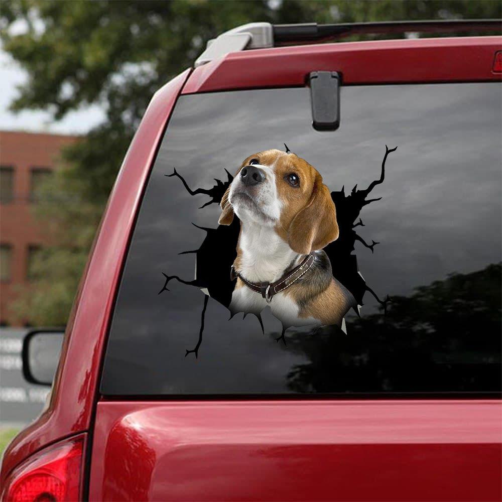 Beagle Crack Car Sticker, Toilet Sticker, Fridge Sticker 5