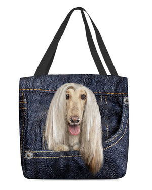 Afghan Hounds-Dark Denim-Cloth Tote Bag