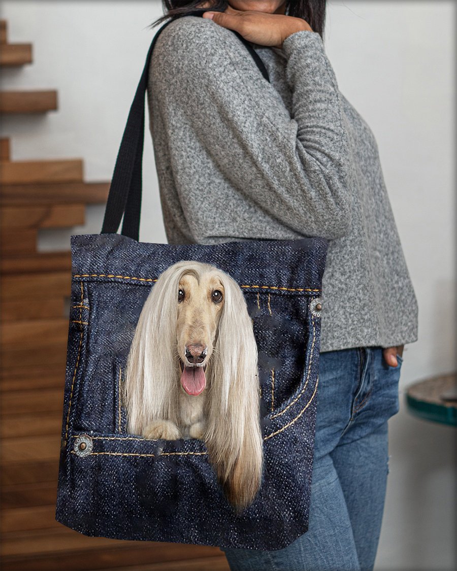 Afghan Hounds-Dark Denim-Cloth Tote Bag