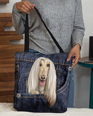 Afghan Hounds-Dark Denim-Cloth Tote Bag