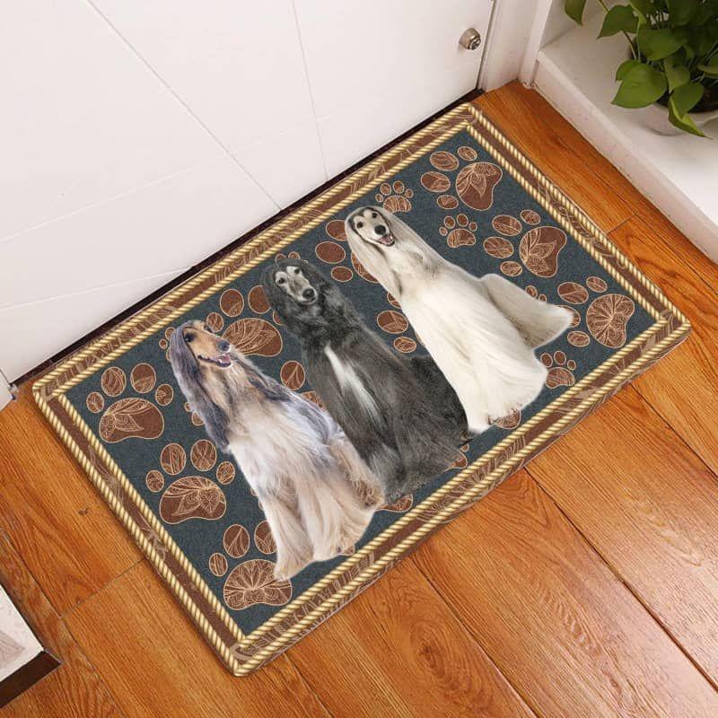 Afghan Hound-Flower Paw Doormat