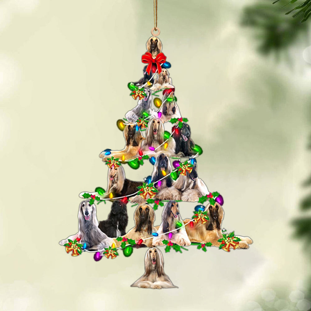 Afghan Hound-Christmas Tree Lights-Two Sided Ornament