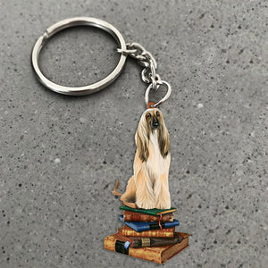 Afghan Hound-Sit On The Book-Flat Acrylic Keychain