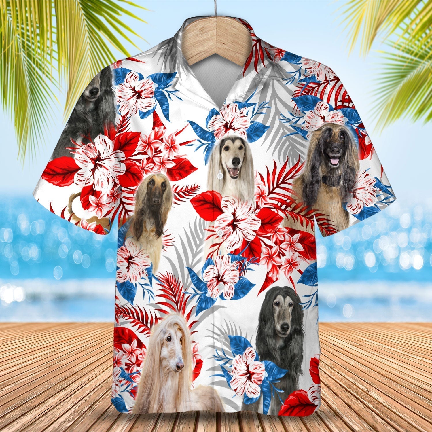 Afghan Hound American Flag Hawaiian Shirt