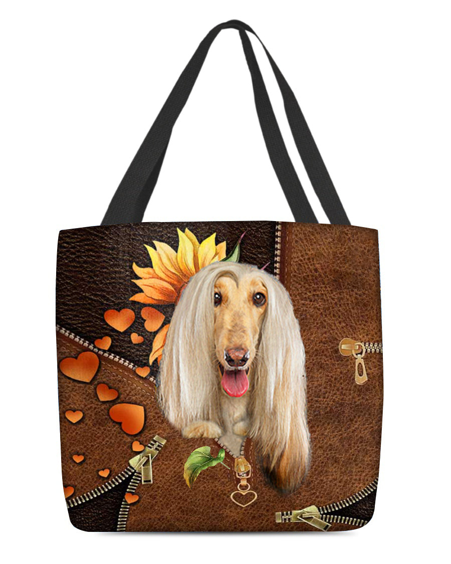 Afghan Hounds-Sunflower&zipper Cloth Tote Bag