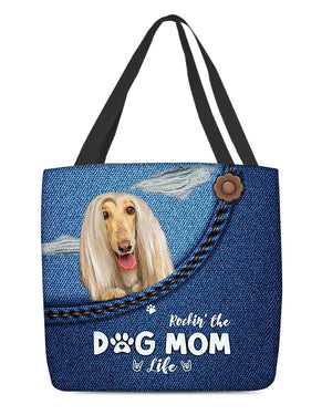 Afghan Hounds-Dog Mom Life-Cloth Tote Bag