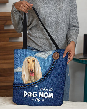 Afghan Hounds-Dog Mom Life-Cloth Tote Bag