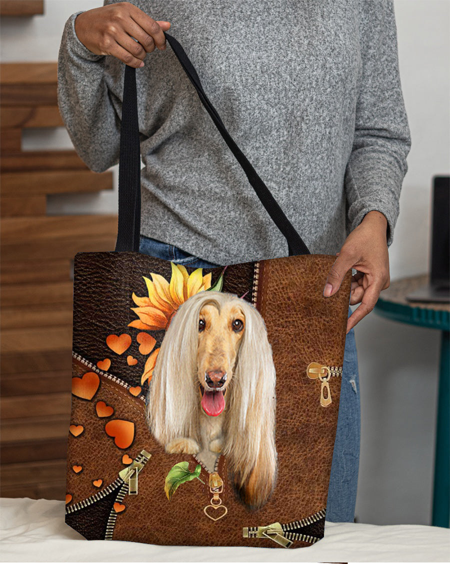 Afghan Hounds-Sunflower&zipper Cloth Tote Bag