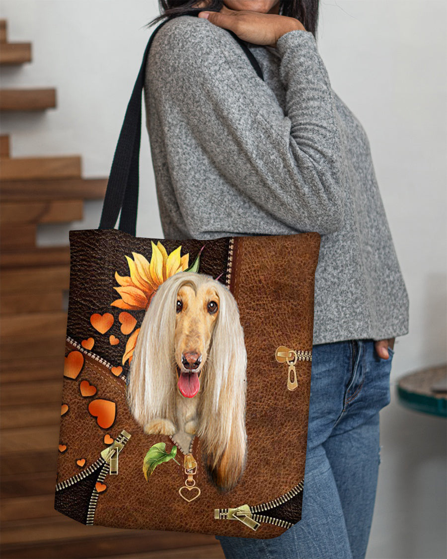 Afghan Hounds-Sunflower&zipper Cloth Tote Bag