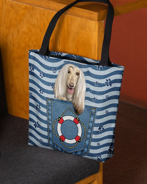 Afghan Hounds On Board-Cloth Tote Bag