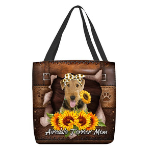 Airedale Terrier-Sunflower&Dog Mom Cloth Tote Bag