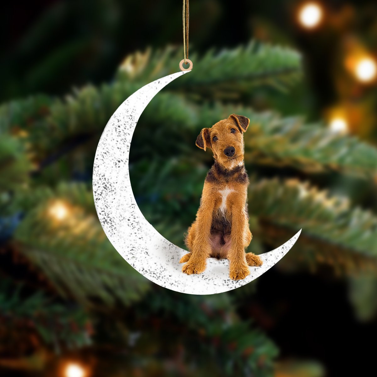 Airedale Terrier-Sit On The Moon-Two Sided Ornament