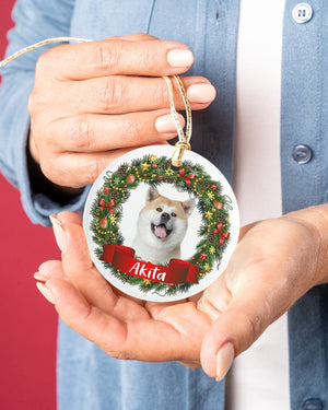 Akita-Noel Circle-Two Sided Ornament