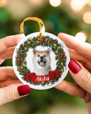 Akita-Noel Circle-Two Sided Ornament