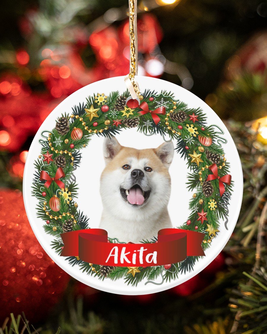 Akita-Noel Circle-Two Sided Ornament