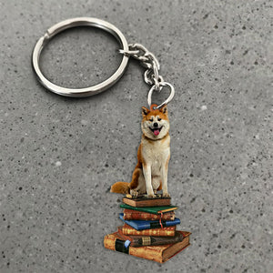 Akita-Sit On The Book-Flat Acrylic Keychain