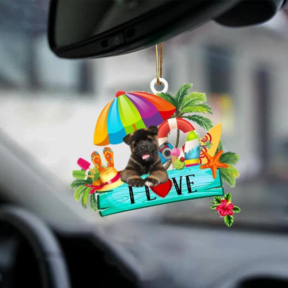 Akita-I Love Summer-Two Sided Ornament