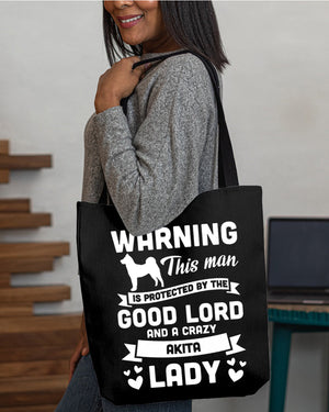 Akita Crazy lady Cloth Tote Bag