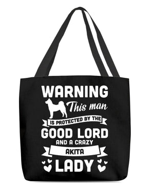 Akita Crazy lady Cloth Tote Bag