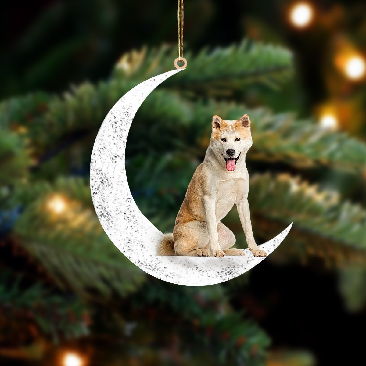 Akita Inu-Sit On The Moon-Two Sided Ornament