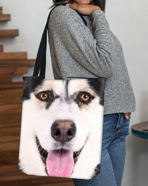 Alaskan Husky Face-Cloth Tote Bag